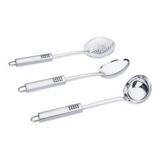 Cross angle view of a 3-piece serveware set, Hollow Handle Finger Grip