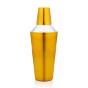 An elegant looking yellow colored cocktail shaker, barware