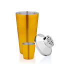 Stylish yellow colored stainless steel cocktail shaker, barware